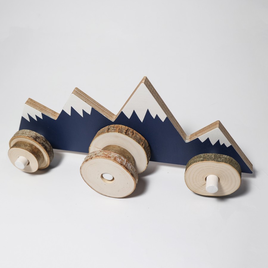 Wall Hook 4 Painted Mountain Peaks And Wooden Discs 